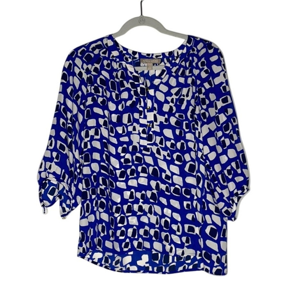 Banana Republic‎ blouse sz small petite blue/white